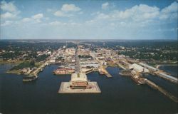 Pensacola, FL: Aerial of Waterfront & Auditorium Postcard