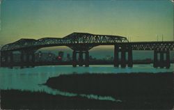 Champlain Bridge at Night, Montreal Skyline Postcard