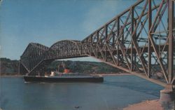 Quebec Bridge with Ship, St. Lawrence River Postcard