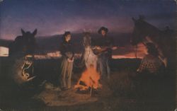 Sunset Ride in the Great Southwest, Campfire Scene Postcard