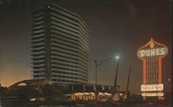 Dunes Hotel and Casino de Paris, Las Vegas Strip at Night Postcard