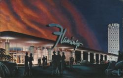 Fabulous Flamingo Hotel at Night, Las Vegas Postcard