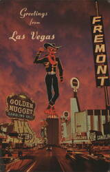 Greetings from Las Vegas, Fremont Street Neon Cowboy Postcard