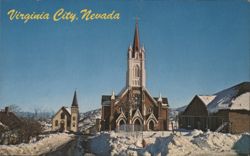St. Mary's & St. Paul's Churches, Virginia City, Nevada Postcard