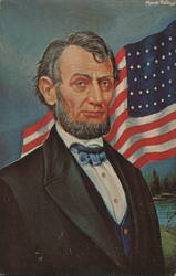Abraham Lincoln, 16th U.S. President, Art by Morris Katz Postcard