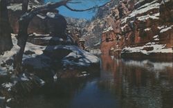 Oak Creek Canyon, Arizona, Winter Snow on Red Rocks Postcard