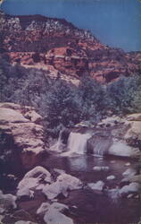 Oak Creek Canyon, Arizona: Stream and Red Rock Cliffs Postcard