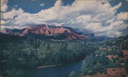 Oak Creek, Arizona, Red Cliffs and Stream Postcard