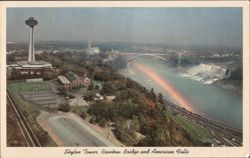 Skylon Tower, Rainbow Bridge & American Falls Postcard