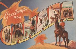 Greetings from Canada, Large Letter Montage with Mountie Postcard