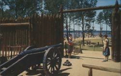 James Fort Entrance & Settler Ships, Jamestown, VA Postcard