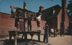 Pillory and Stocks, Public Gaol, Williamsburg, VA Postcard