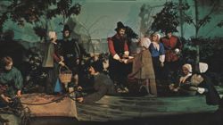 Arrival of the Women, Williamsburg National Wax Museum Postcard