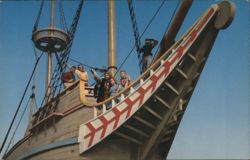 Visitors on the Susan Constant II, Jamestown, VA Postcard