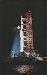 Apollo 17 on Launch Pad 39A with Full Moon, Kennedy Space Center Postcard