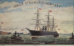 Inman Steamship Company Liner Postcard