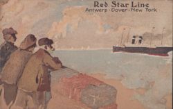 Red Star Line Steamship, Antwerp-Dover-New York Postcard