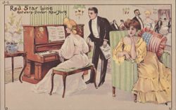 Red Star Line, Passengers in Salon, Antwerp-Dover-New York Postcard