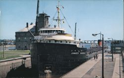James Norris Ship in Soo Locks, Sault Ste. Marie, MI Postcard