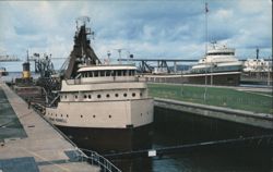Soo Locks, Freighters Frank Purnell & Edward L. Ryerson Postcard