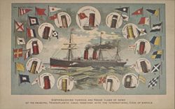 S.S. Etruria & Transatlantic Lines Funnels and Flags Postcard