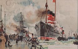 Cunard Liner at Landing Stage, Liverpool Postcard