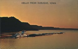 Mississippi Tow Boat, Dubuque, IA Postcard