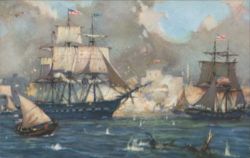 USS Constitution in Harbor of Tripoli, 1803 Postcard