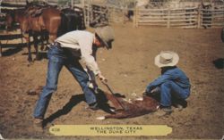 Cowboys Branding Calf, Wellington, TX Postcard