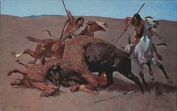 The Buffalo Hunt, Painting by Frederic Remington Postcard