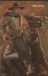 Jesse James, Notorious Outlaw on Horseback Postcard
