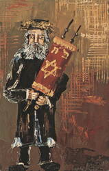 Holding the Torah, Painting by Morris Katz Postcard