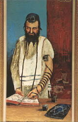 Jewish Man in Prayer, Painting by Morris Katz Postcard