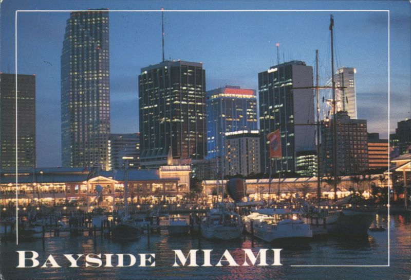 Bayside Miami Skyline at Dusk Florida