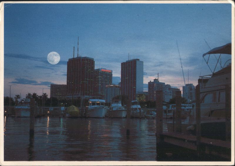 Moon Over Miami Skyline at Dusk Florida Nick Vitale