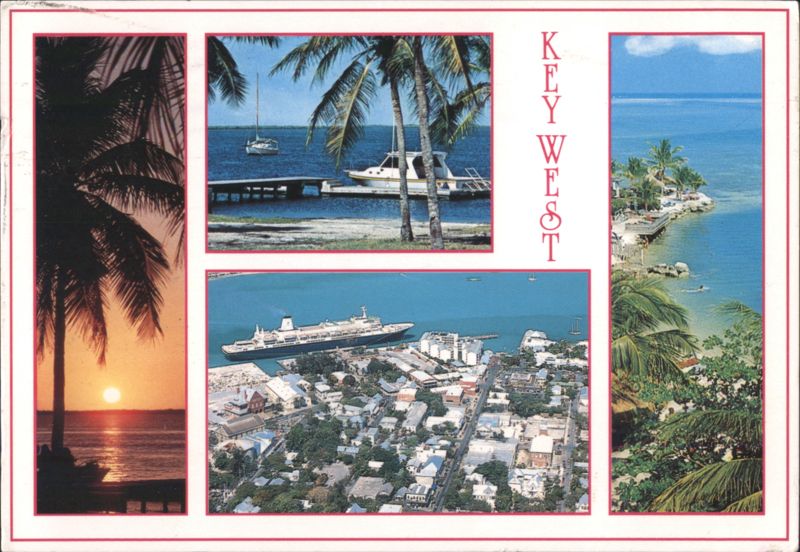 Key West, FL - Multi-View, Cruise Ship, Sunset Florida