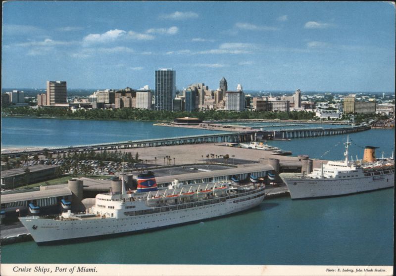 Cruise Ships, Port of Miami Florida E. Ludwig, John Hinde Studios