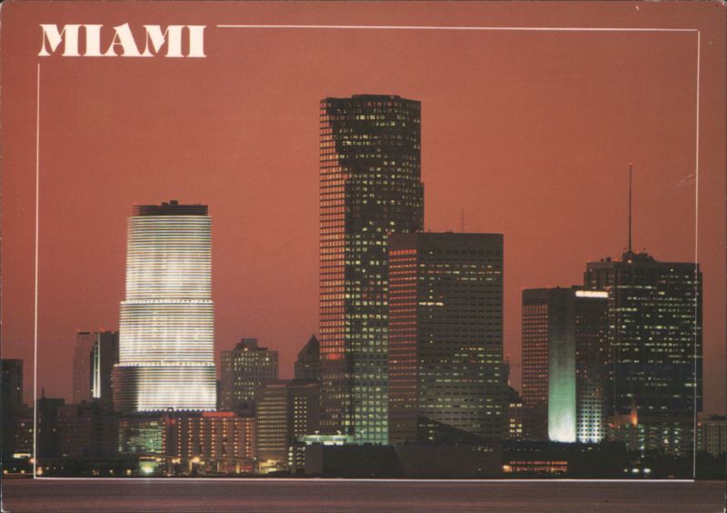 Miami Skyline at Dusk, Florida's Gold Coast Metro Dade Photo
