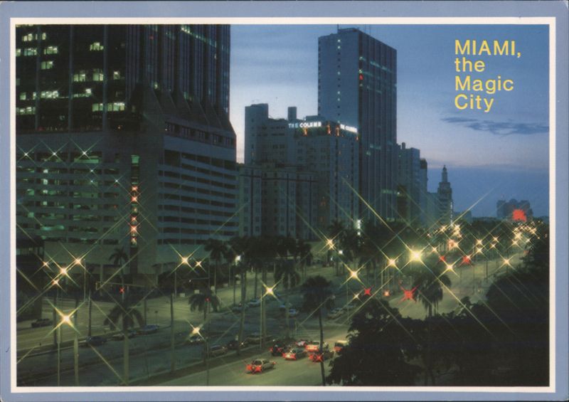 Miami, The Magic City, Biscayne Blvd. at Night Florida