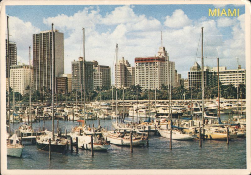 Miami Skyline and Miamarina Yacht Basin Florida