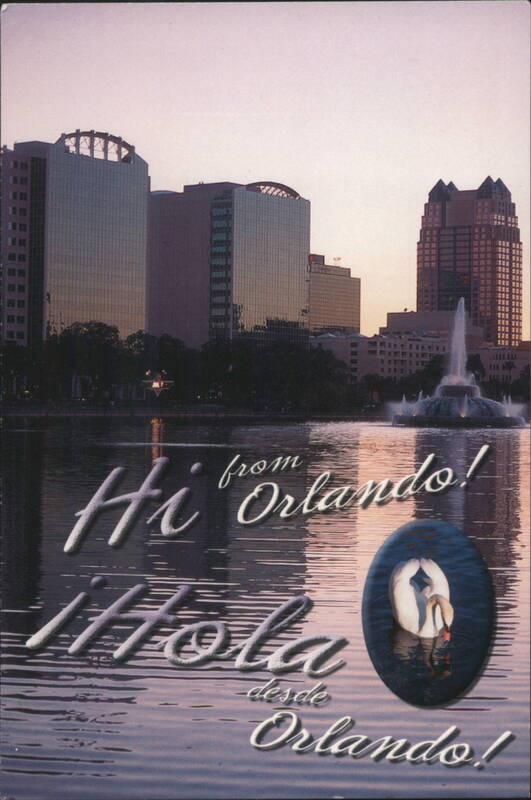 Orlando Skyline, Lake Eola & Fountain at Dusk Florida