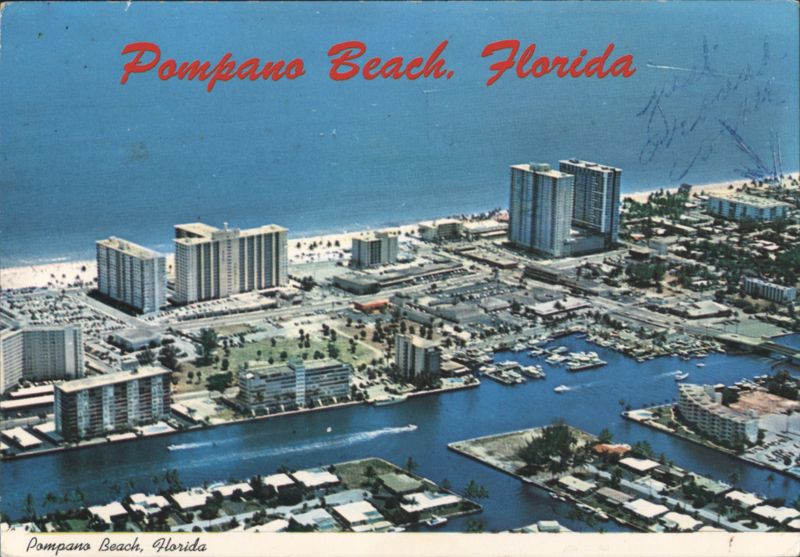 Aerial View of Pompano Beach, FL Shoreline & Waterway Florida