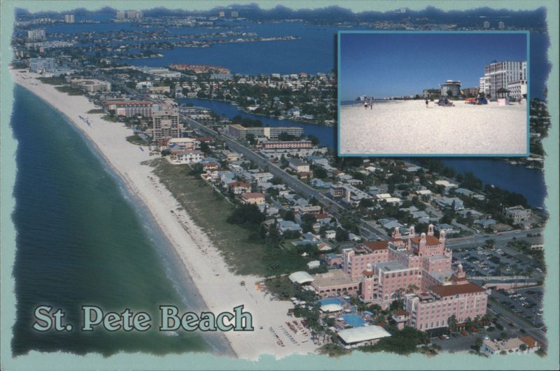 St. Pete Beach, Aerial View with Pink Hotel Saint Petersburg Beach Florida
