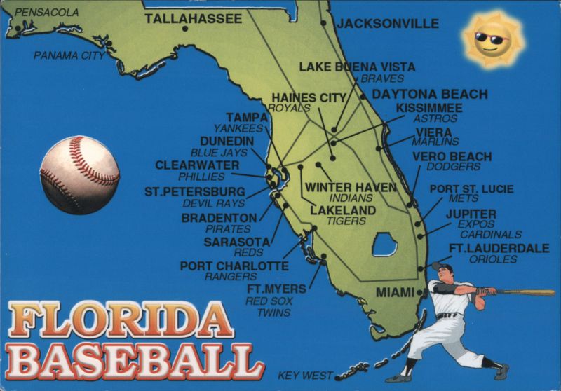 Florida Baseball Map with Team Locations