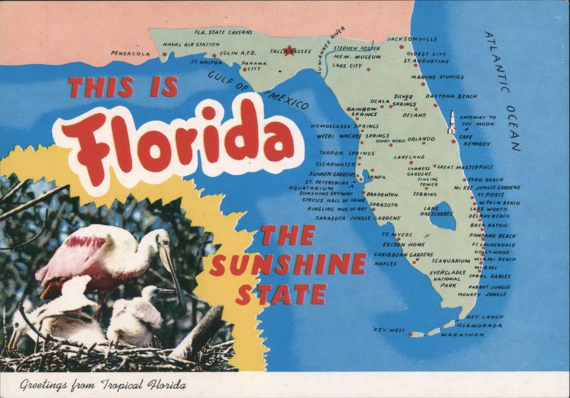 Florida The Sunshine State Map and Attractions