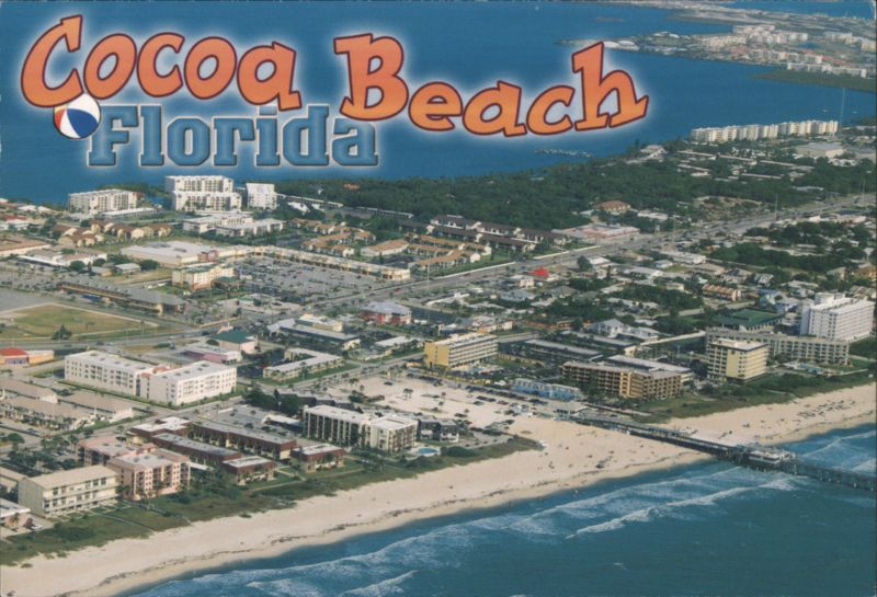 Cocoa Beach, FL - Aerial of Pier & Coastline Florida