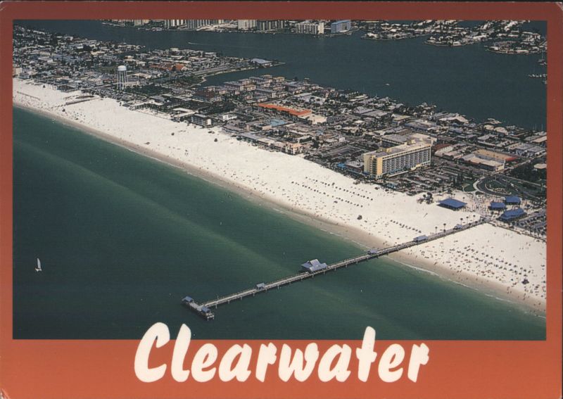 Clearwater, FL, Aerial of Municipal Pier & Beach Florida