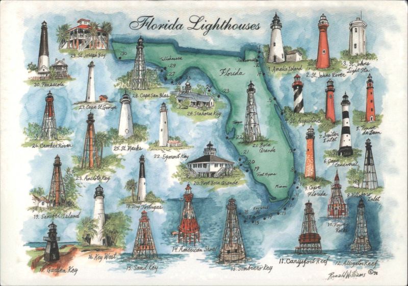 Florida Lighthouses Map Ronald Williams