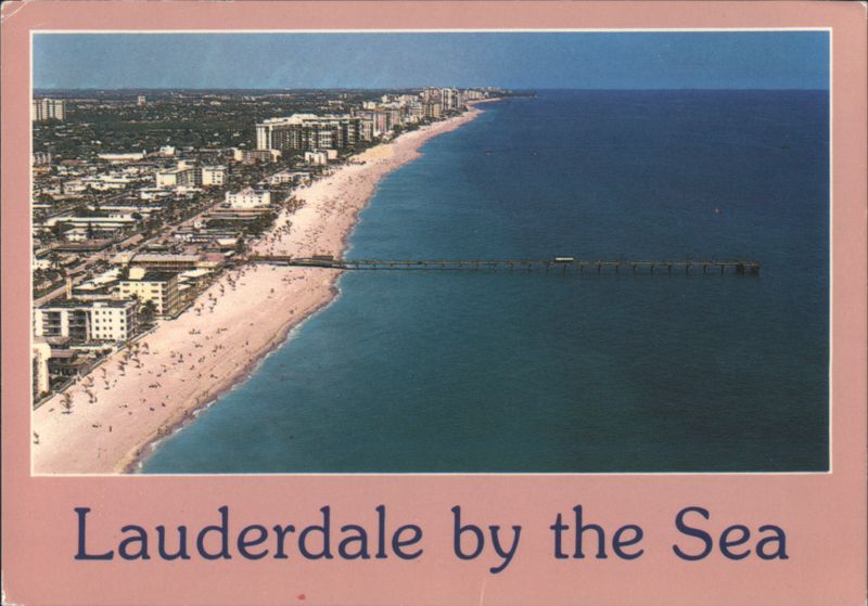 Lauderdale by the Sea, FL - Aerial of Beach & Fishing Pier Lauderdale-by-the-Sea Florida