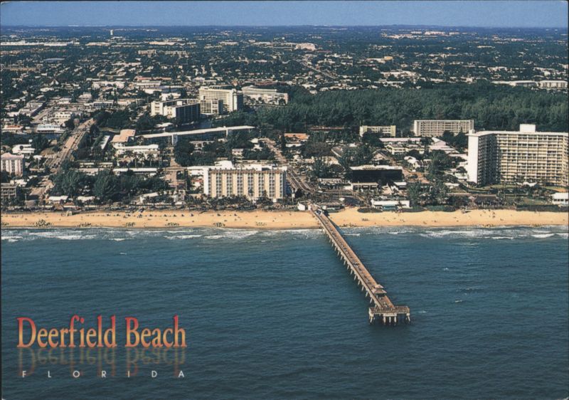 Deerfield Beach, FL - Aerial View of Pier and Coastline Florida